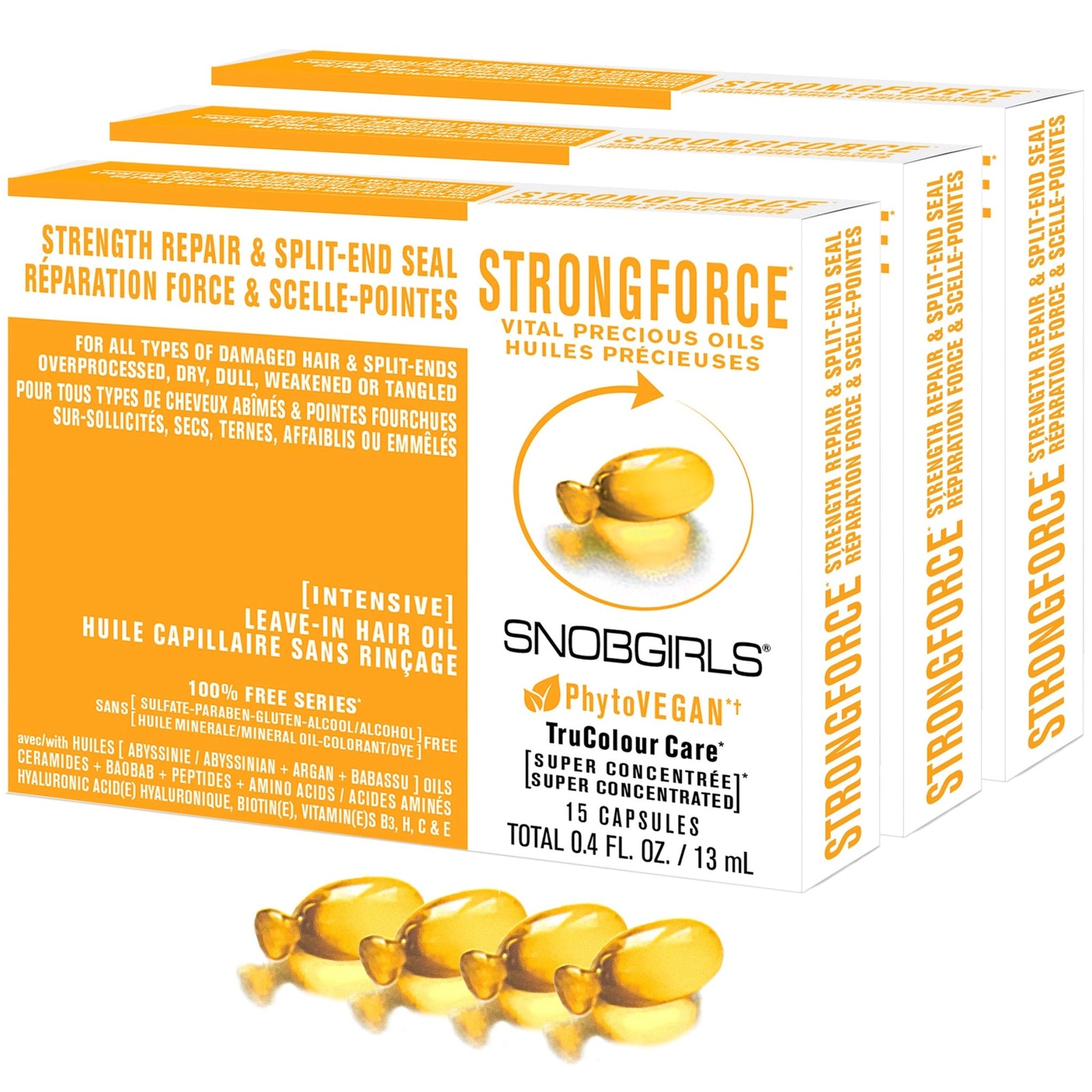 STRONGFORCE VITAL PRECIOUS OILS - 3 Pack PhytoVEGAN Super Concentrated Intensive Leave - In Hair Oil - SNOBGIRLS Australia