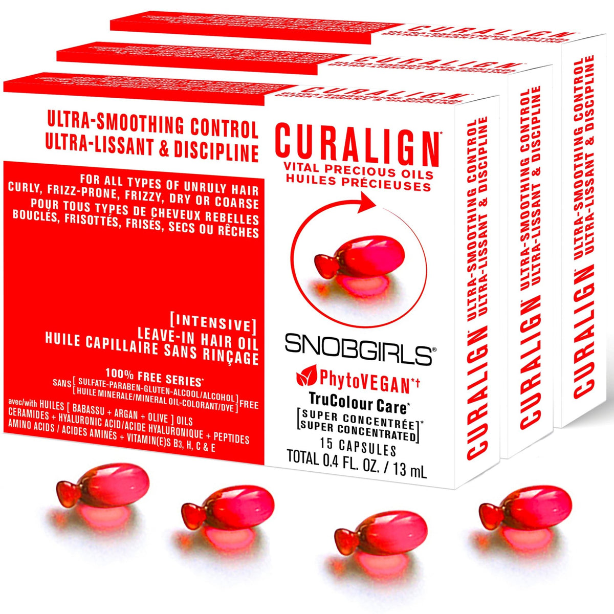 CURALIGN VITAL PRECIOUS OILS - 3 Pack PhytoVEGAN Super Concentrated Intensive Leave - In Hair Oil - SNOBGIRLS Australia