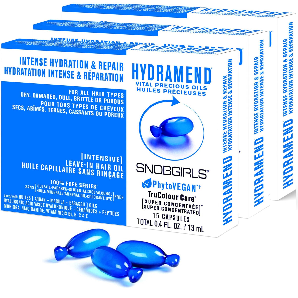 HYDRAMEND VITAL PRECIOUS OILS - 3 Pack PhytoVEGAN Super Concentrated Intensive Leave - In Hair Oil - SNOBGIRLS Australia