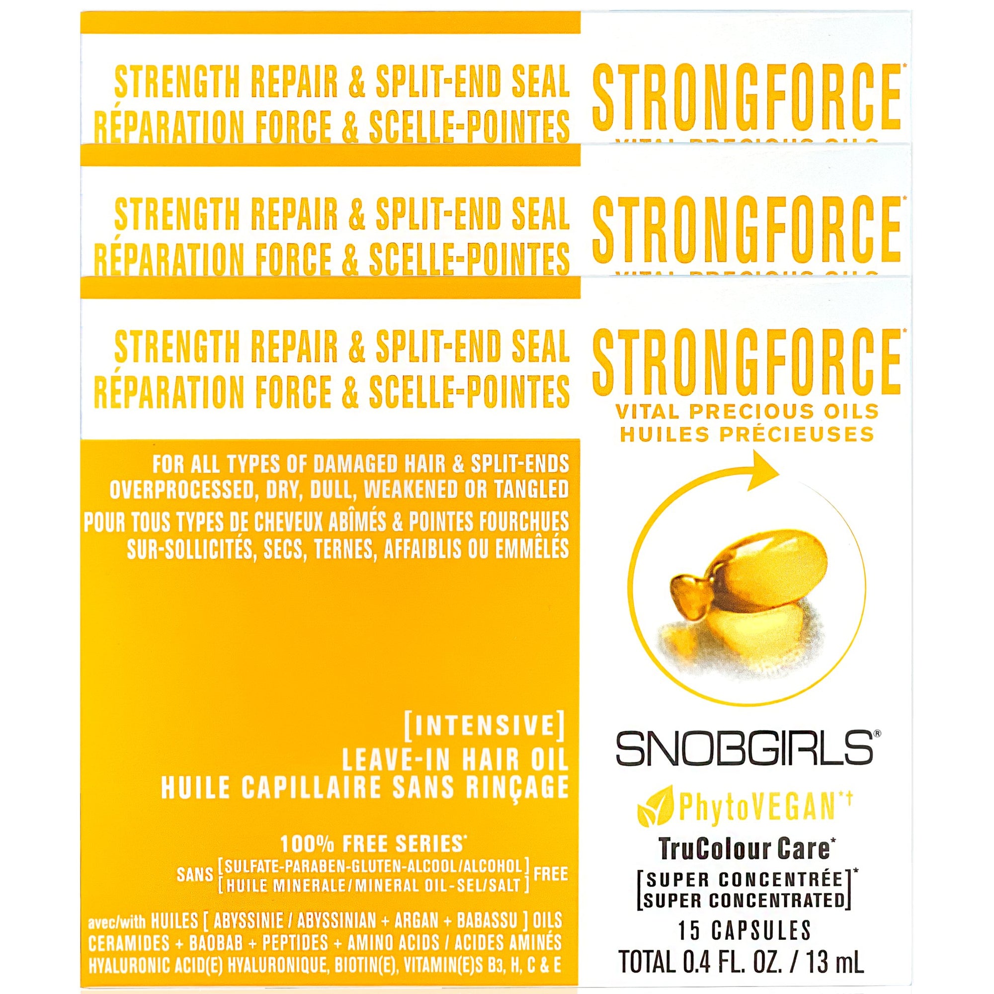 STRONGFORCE VITAL PRECIOUS OILS - 3 Pack PhytoVEGAN Super Concentrated Intensive Leave-In Hair Oil - SNOBGIRLS Australia